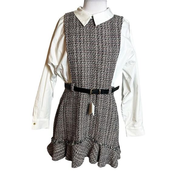 NWT Zara Combination Pinafore Belted Tweed Dress XL - Picture 10 of 10